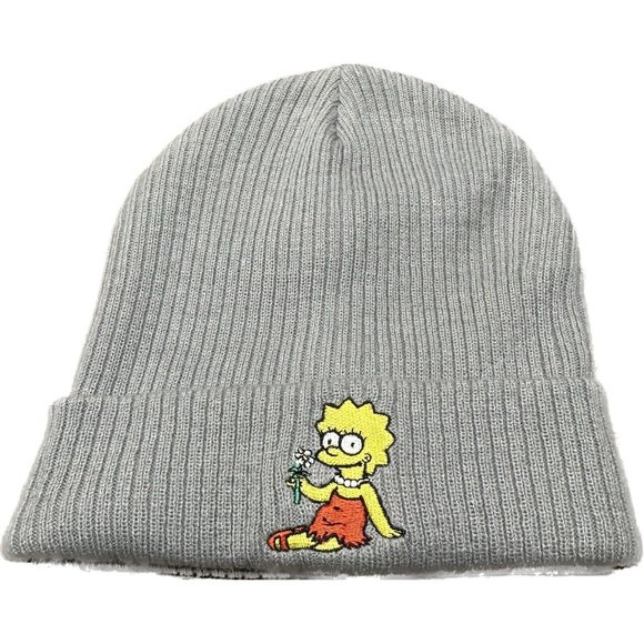 The Simpsons Grey Beanie Embroidered Lisa Simpson - Picture 1 of 4